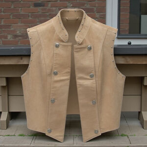 Women's Arella Leather and sportswear. Beige Suede leather silver Studded Vest M